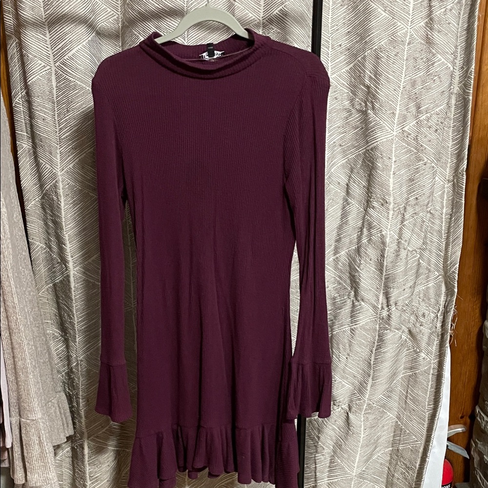 Express Wine Long Sleeve Dress